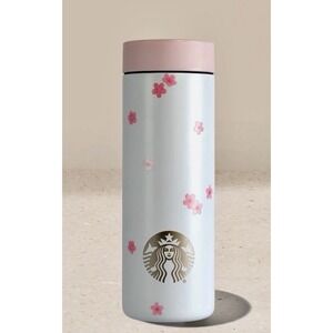 Starbucks MiiR 2024 Cherry Blossom Sakura Pink White Stainless Tumbler 16oz NEW